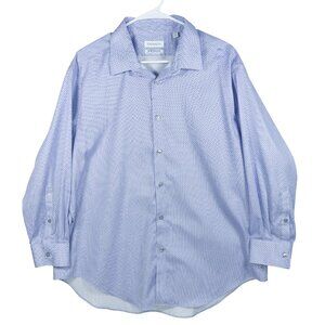 ck Calvin Klein Slim Fit Infinite Non Iron Blue Print Dress Shirt 18 32/33